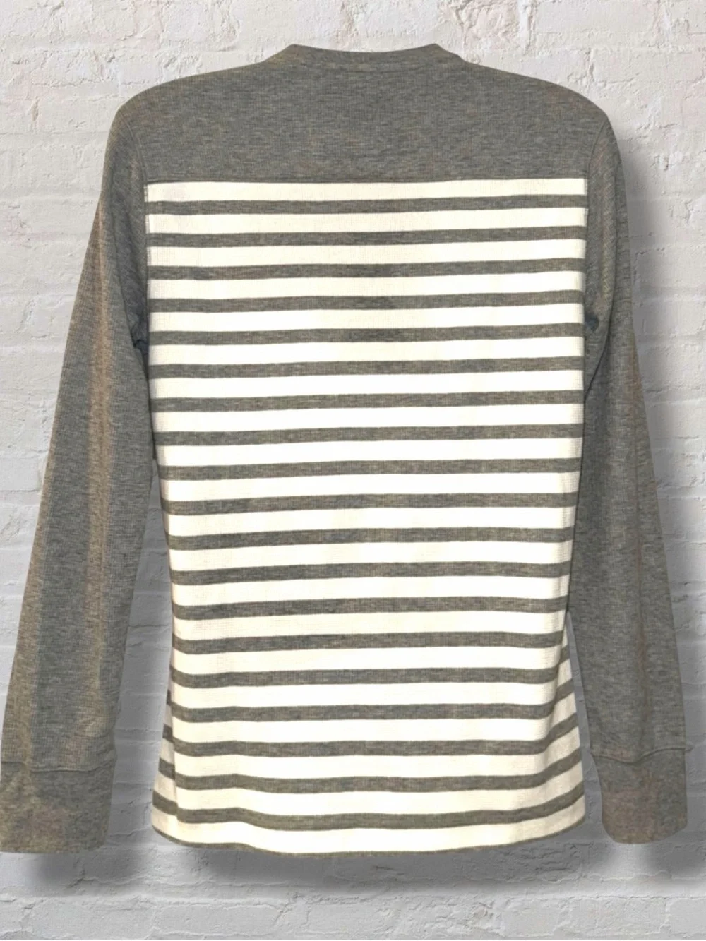 Banana Republic Men’s Pullover Long Sleeve Stripe Crewneck Gray White NWT Size M